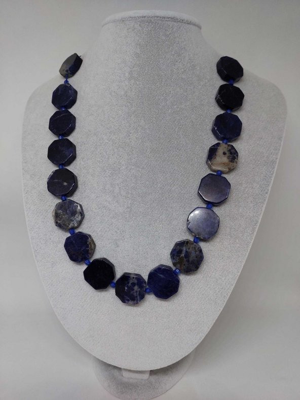 Sodalit Taşı Sekizgen Şekilli Kolye (Klipsli) (35710) ürün görseli