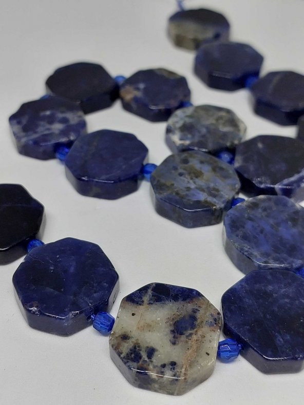 Sodalit Taşı Sekizgen Şekilli YARIM Dizi (35710) (Toplam 7 adet taş) ürün görseli
