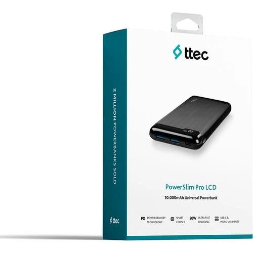Ttec 2BB185S PowerSlim LCD 10.000 mAh PD 20W Taşınabilir Şarj Aleti / Powerbank USB-C Giriş/Çıkış - Resim 3