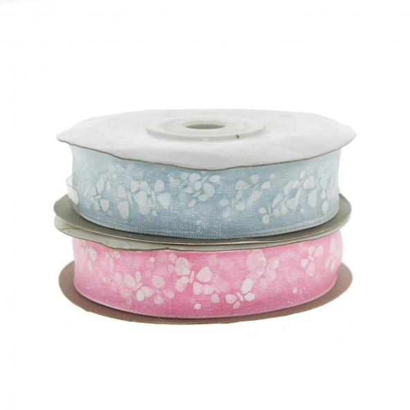 2cm x 22metre Organze Kurdela Kelebek Desenli