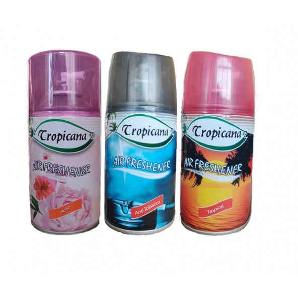 Tropicana Air Freshener Oda Kokusu Rose Gül Anti Tobacco Tropical Koku Parfüm Sprey 260 Ml x 3 Adet