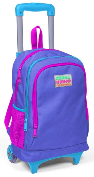 Coral High Mor Kız Çocuk Çekçek Çanta Seti - Işıklı Tekerlekler - Resim 2