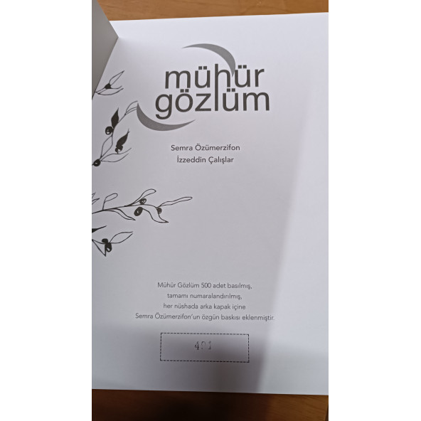 Mühür Gözlüm - zeytin fidanı için dilekçe Semra Özümerzifon - İzzeddin çalışlar ka kitap - 2