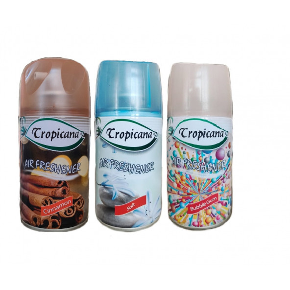 Tropicana Air Freshener Oda Kokusu Cinnamon Tarçın Soft Hafif Bubble Gum Koku Parfüm Sprey 260 Ml X 3 Adet