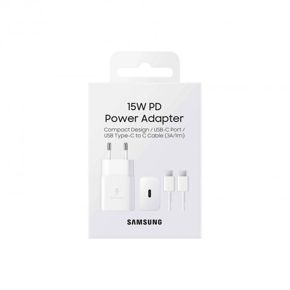 Samsung 3A 15W Type-C Çıkışlı 1m Kablolu Şarj Aleti Set Beyaz (Samsung Türkiye Garantili) - Resim 5