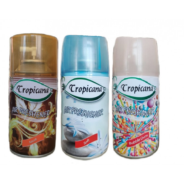 Tropicana Air Freshener Oda Kokusu Musk Misk Soft Hafif Bubble Gum Koku Parfüm Sprey 260 Ml X 3 Adet