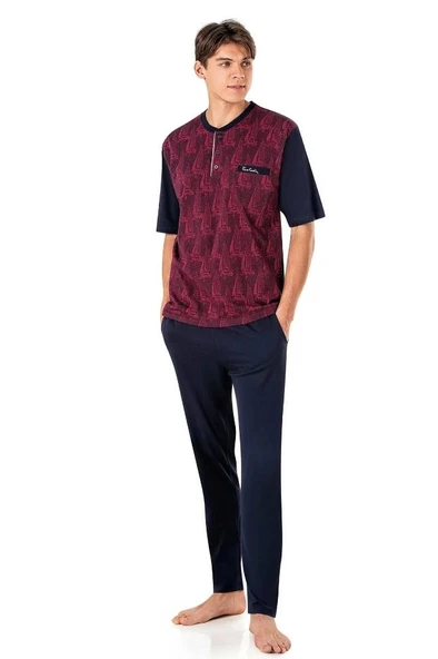 Pierre Cardin 6022 Jakarlı 3’lü Kısakol Pijama Takım - 1