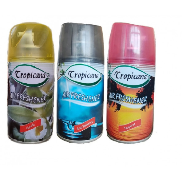 Tropicana Air Freshener Oda Kokusu Ipeksi Vanilya Anti Tobacco Tropical Koku Parfüm Sprey 260 Ml X 3 Adet