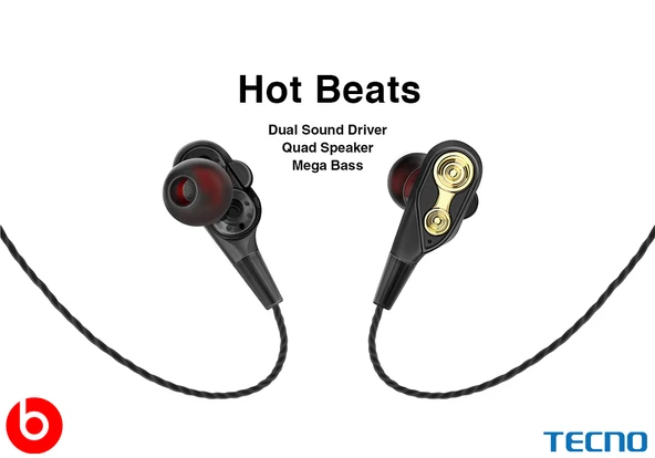 Tecno Hot Beats 3D Hifi 4 Hoparlörlü Redmi Note 11 Pro Type-C to 3.5mm Jack Dönüştürücü Kablolu Mikrofonlu Kulaklık Siyah - Resim 2