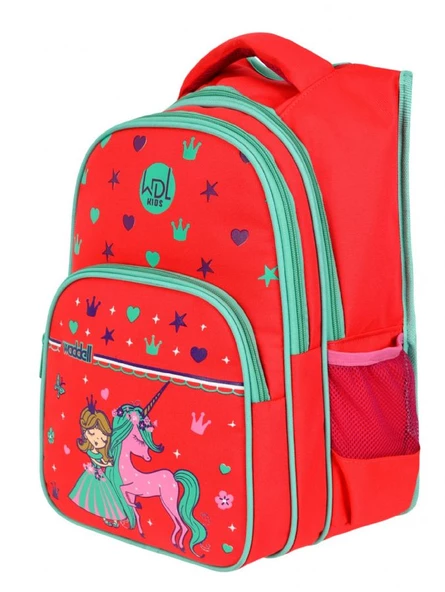 WaddellBag Kız Çocuk Kırmızı Unicorn İlkokul Sırt Çanta Seti WDL Kids - 3