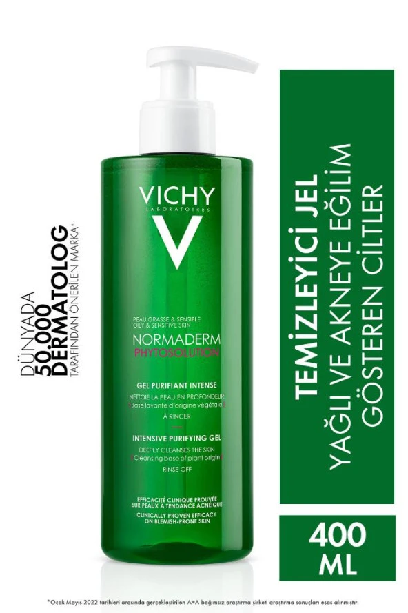 Vichy Normaderm Phytosolution Arındırıcı Yüz Temizleme Jeli, Yağlı ve Karma Ciltler 400 ml 3337875663083