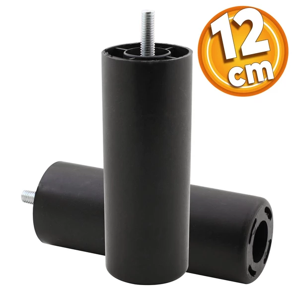 Mobilya Kanepe Koltuk Baza Yükseltme M8 Civatalı Ince Diş Destek Ayağı Ayakları Siyah 12 Cm 8 Adet - 4
