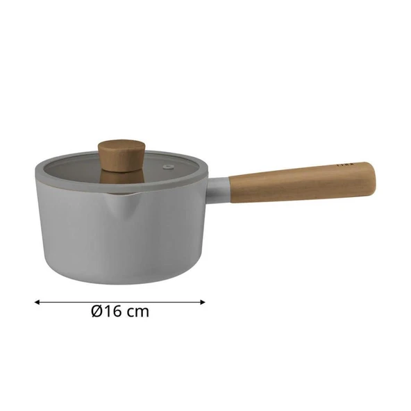 FİKA ALÜMİNYUM DÖKÜM SÜT TAVASI CAM KAPAKLI GRİ 16 CM - 4