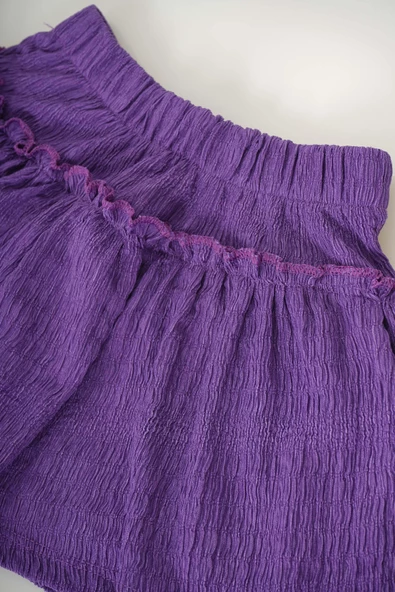 KIZ ÇOCUK DÜZ RENK VE DESENLİ PAMUK ŞORT ETEK - 5