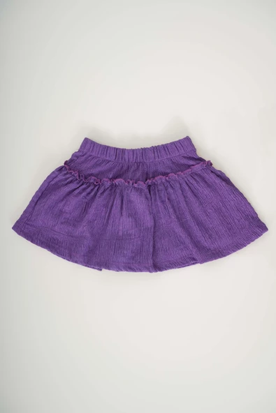 KIZ ÇOCUK DÜZ RENK VE DESENLİ PAMUK ŞORT ETEK - 4