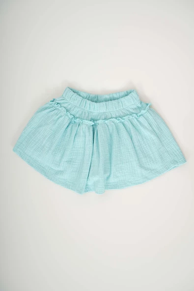 KIZ ÇOCUK DÜZ RENK VE DESENLİ PAMUK ŞORT ETEK - 7