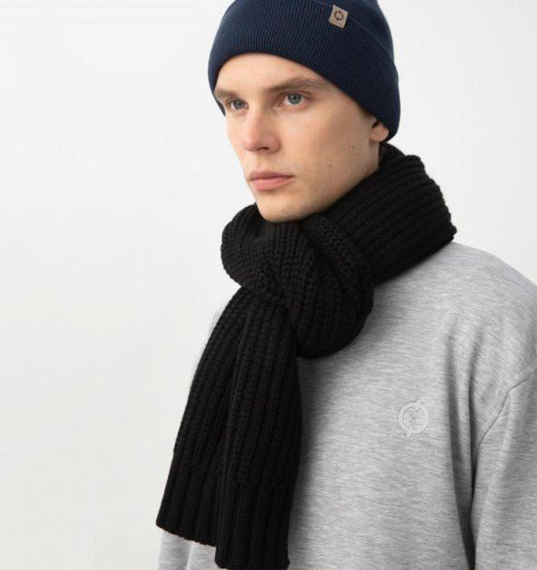 Nors Kalın Örgü Kaşkol Siyah - 3