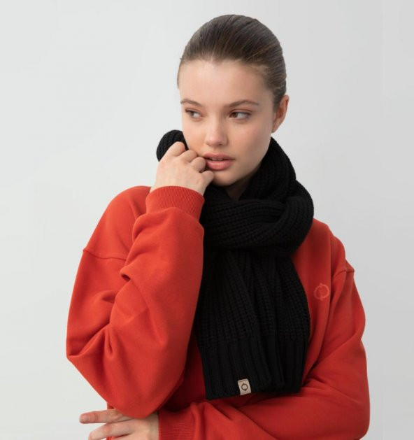 Nors Kalın Örgü Kaşkol Siyah - 5