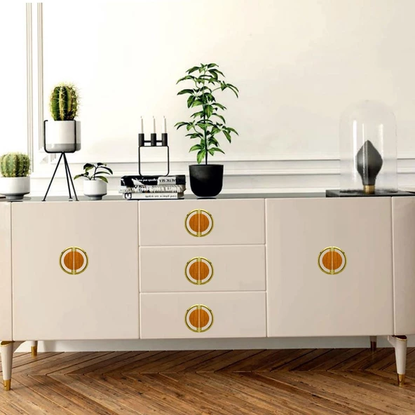 Regnum Kulp Mobilya Mutfak Çekmece Dolap Dolabı Kapak Kulpu Kulpları Kulbu Plastik Ceviz Gold - Resim 3