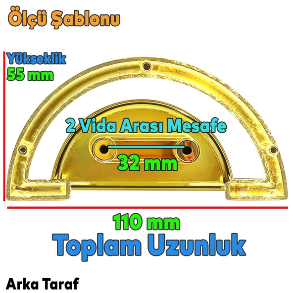 Regnum Desenli Kulp Mobilya Mutfak Çekmece Dolap Dolabı Kapak Kulpu Kulpları Kulbu Plastik Gold - Resim 2