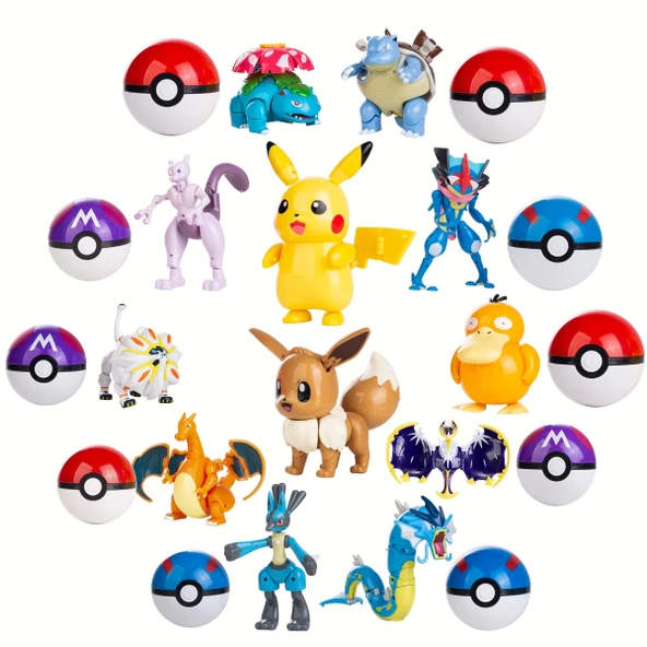 Pokemon Orijinal Lisanslı Elf Topu 12'li Süper Set - Kutusuz