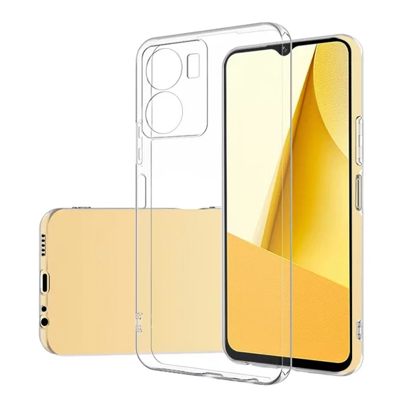 Vivo Y16 Kılıf Şeffaf Silikon Hibrit Case Kapak