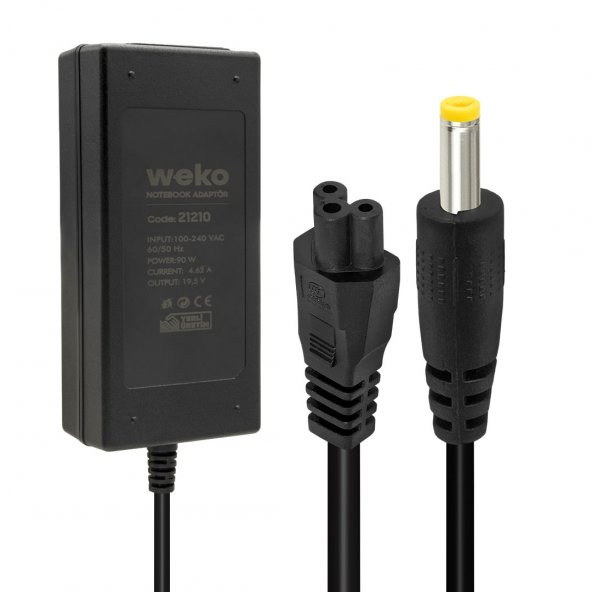 WEKO 19.5 VOLT - 4.62 AMPER - 90 WATT 5.5*2.5 UÇLU YERLİ ÜRETİM NOTEBOOK ADAPTÖR
