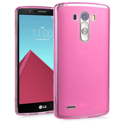 LG G4 Kılıf Soft Silikon Şeffaf-Pembe Arka Kapak