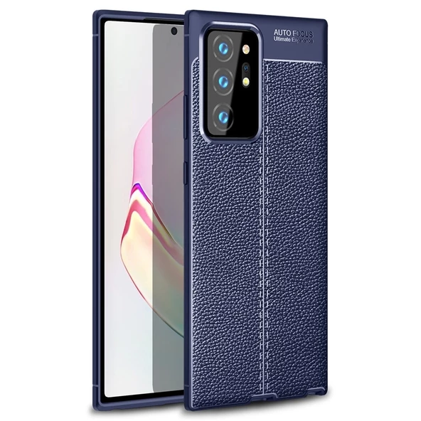 Smcase Samsung Galaxy Note 20 Ultra Kılıf Deri Dokulu Silikon  Tam Kapatan Nano Ekran Koruyucu - Resim 5