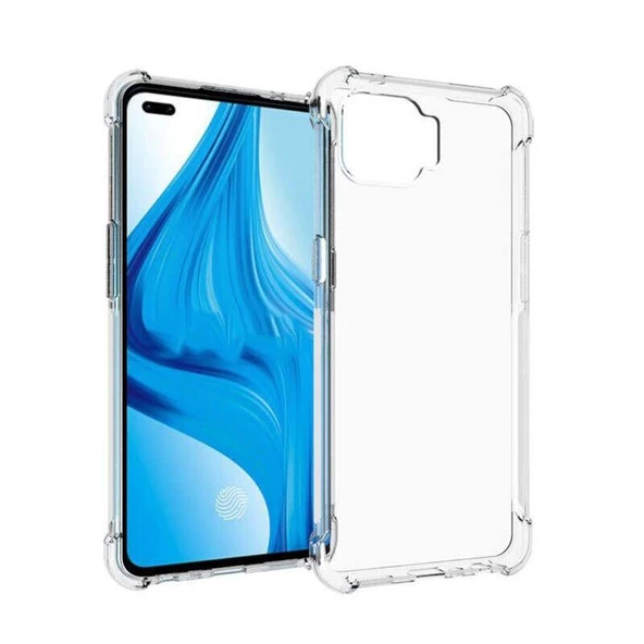 Smcase Oppo Reno4 Lite Kılıf Lüks Darbe Korumalı Silikon  Nano Ekran Koruyucu