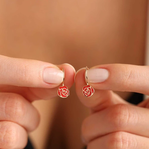 Sallantılı Altın Çocuk Küpe Gül Form ürün görseli 1