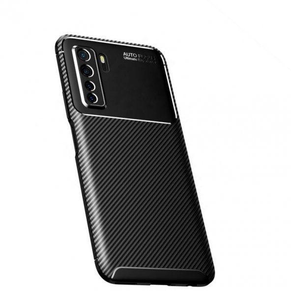 Smcase Huawei P40 Lite 5g Kılıf Negro Karbon Desenli Silikon  Nano Ekran Koruyucu