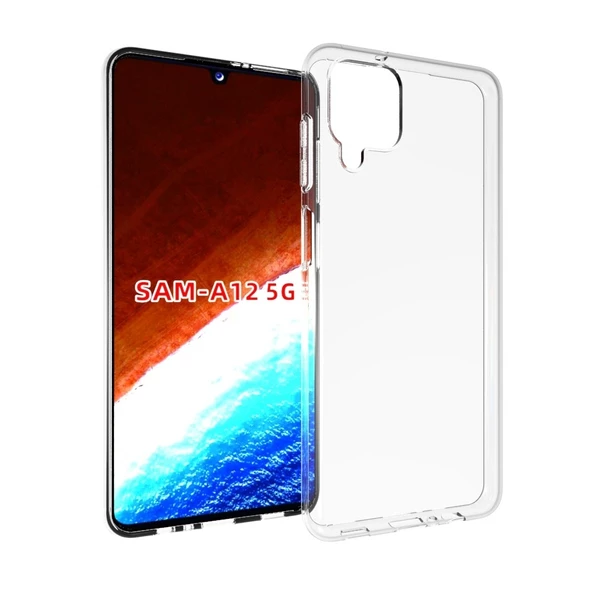 Smcase Samsung Galaxy A12 Kılıf Lüks Tpu Silikon  Nano Ekran Koruyucu