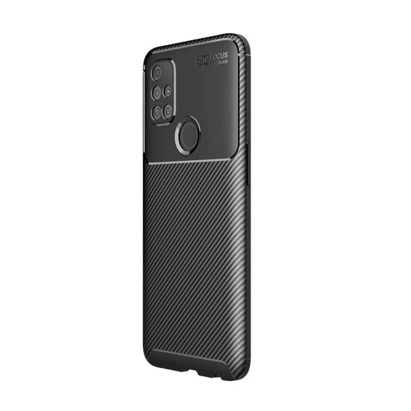 Smcase OnePlus Nord N10 5G Kılıf Negro Karbon Dokulu Silikon  Nano Ekran Koruyucu