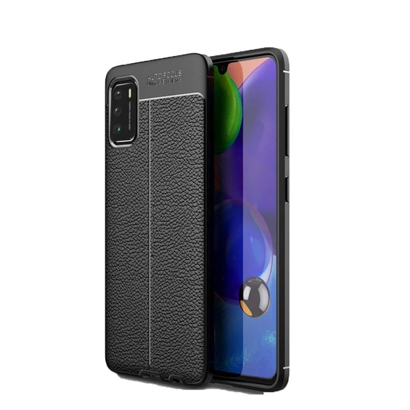 Smcase Xiaomi Poco M3 Kılıf Deri Dokulu Silikon  Nano Ekran Koruyucu