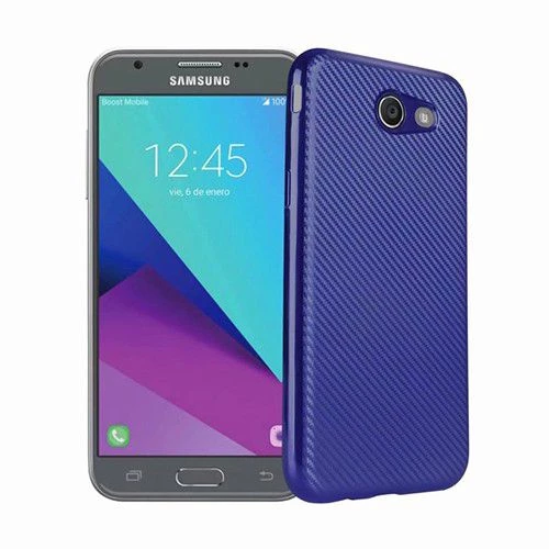 FitCase Galaxy J3 2017 Elektroliz Carbon Desen Arka Kapak Lacivert