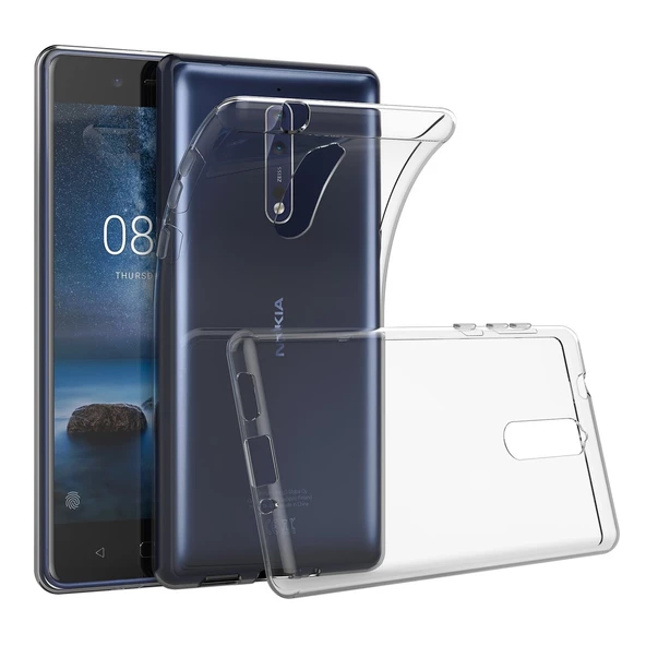 Nokia 8 Kılıf Soft Silikon Şeffaf Arka Kapak - 1