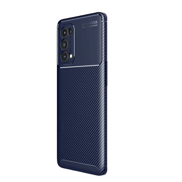 Smcase Oppo Reno 5 5G Kılıf Kamera Korumalı Karbon Dokulu Silikon  Tam Kapatan Ekran Koruyucu - 9