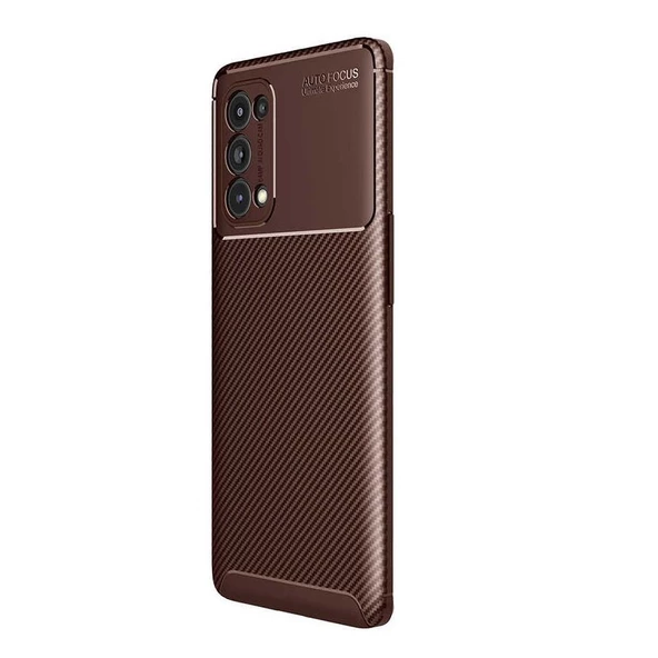 Smcase Oppo Reno 5 5G Kılıf Kamera Korumalı Karbon Dokulu Silikon  Tam Kapatan Ekran Koruyucu - 5