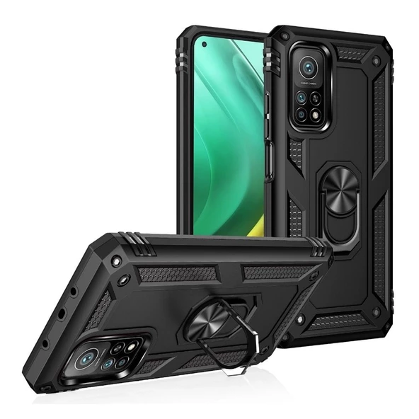 Smcase Xiaomi Mi10T Pro Kılıf Vega Yüzüklü Standlı Tank Kapak - 11