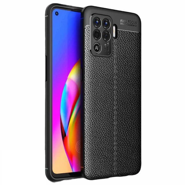 Smcase Oppo Reno5 Lite Kılıf Deri Dokulu Silikon