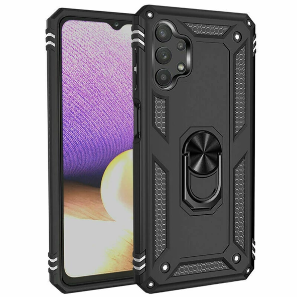 Smcase Samsung Galaxy A32 4G Kılıf Vega Yüzüklü Tank Silikon