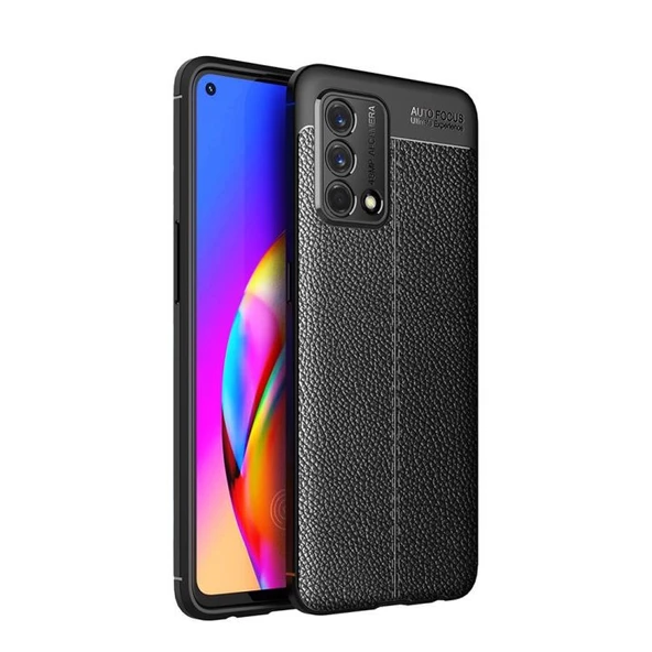 Smcase Oppo A74 Kılıf Deri Dokulu Silikon  Nano Ekran Koruyucu