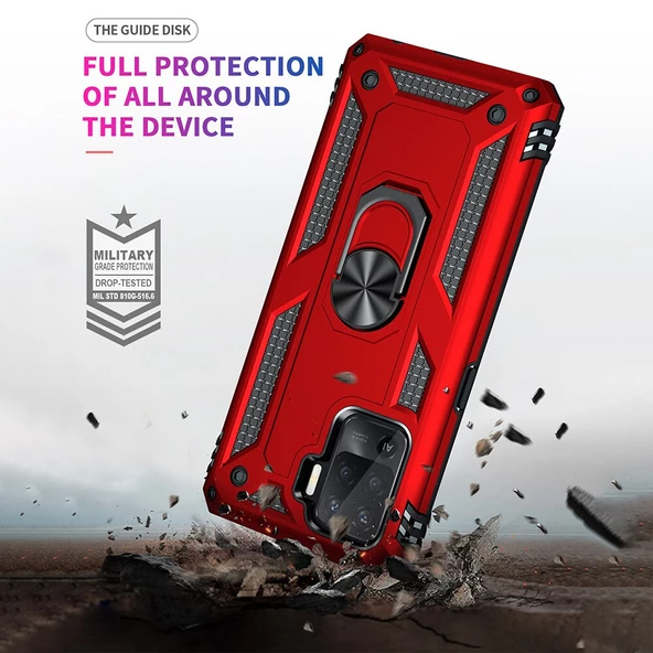 Smcase Oppo Reno 5 Lite Kılıf Vega Yüzüklü Tank Silikon - 5