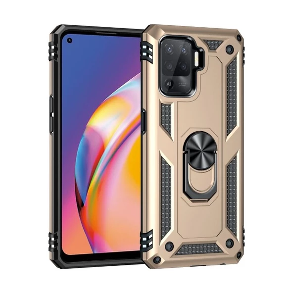 Smcase Oppo Reno 5 Lite Kılıf Vega Yüzüklü Tank Silikon - 11