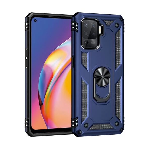 Smcase Oppo Reno 5 Lite Kılıf Vega Yüzüklü Tank Silikon - 9