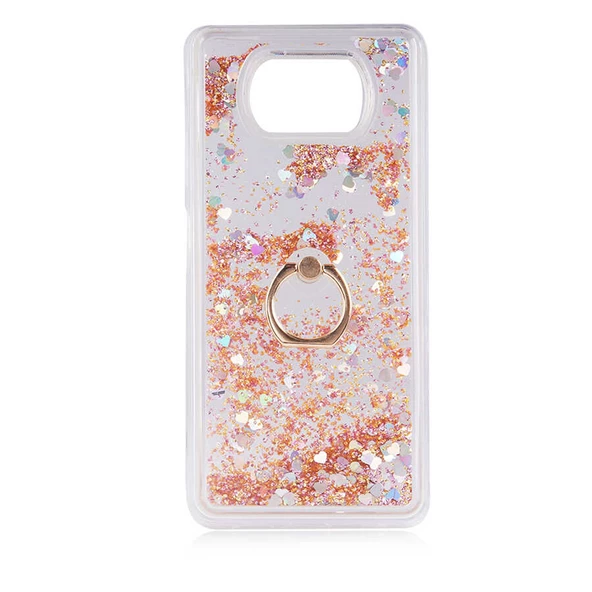 Smcase Xiaomi Poco X3 NFC Kılıf Sulu Yüzüklü Milce Glitter Silikon