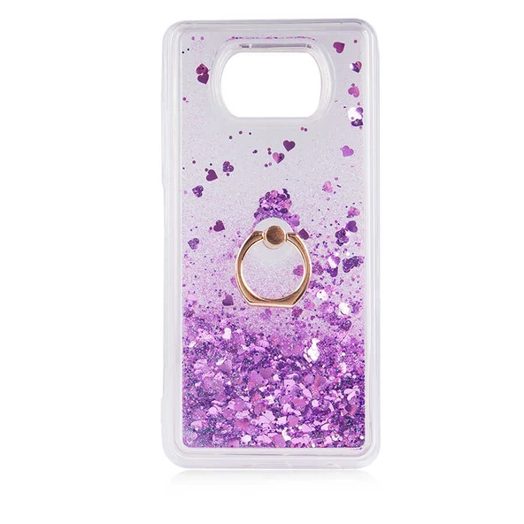 Smcase Xiaomi Poco X3 NFC Kılıf Sulu Yüzüklü Milce Glitter Silikon - 3