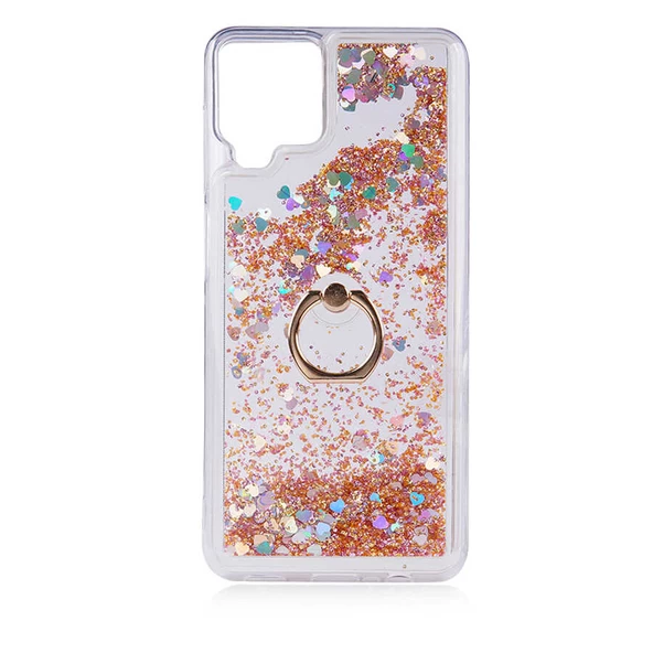 Smcase Samsung Galaxy M12 Kılıf Sulu Yüzüklü Milce Glitter Silikon - Resim 2