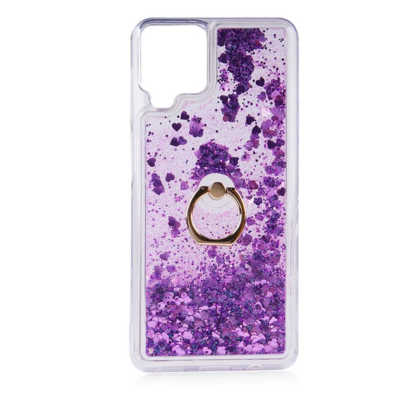 Smcase Samsung Galaxy M12 Kılıf Sulu Yüzüklü Milce Glitter Silikon - Resim 4